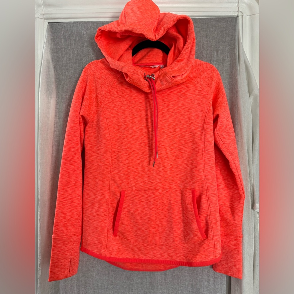 Athleta Neon Orange Sweatshirt w/pockets size S Like New